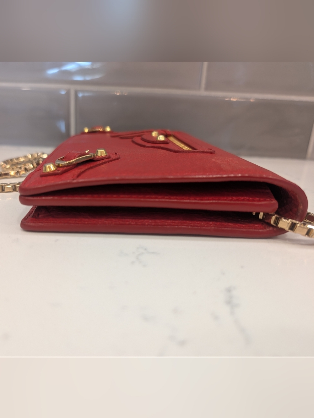 Balenciaga Agneau Red Leather Crossbody - Wallet On Chain - Picture 9 of 14
